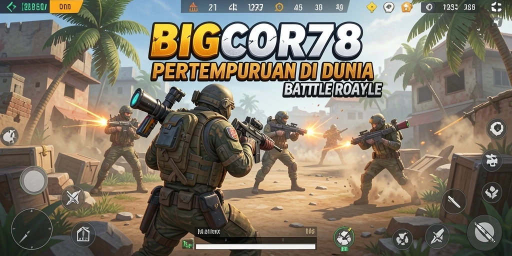 Tampilan gameplay seru dalam BIGCOR78 dengan aksi Battle Royale yang mendebarkan.