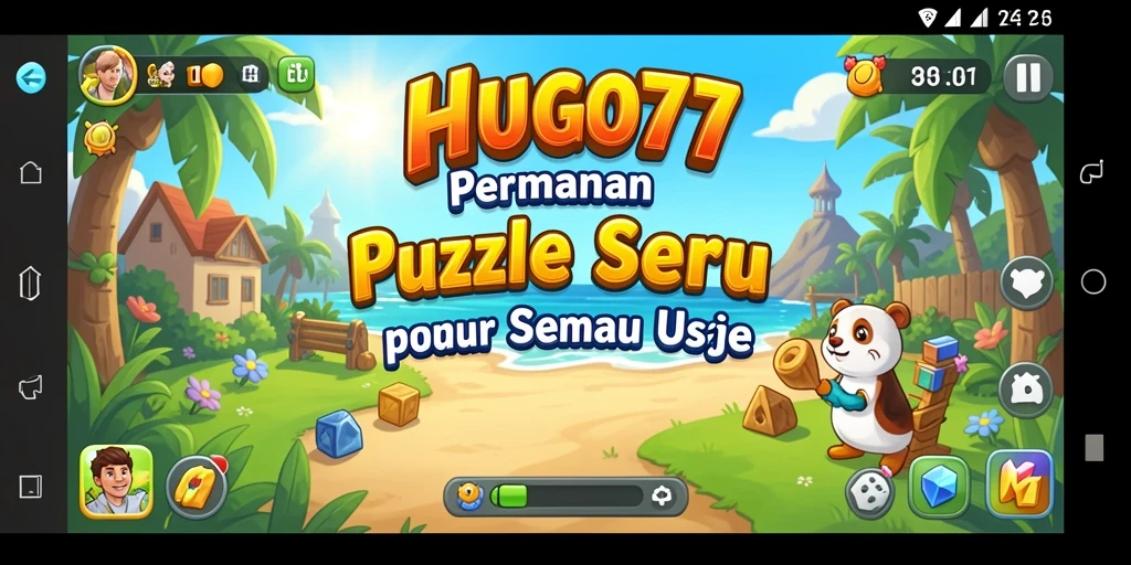 Tampilan gameplay menarik HUGO77 saat menyelesaikan teka-teki.