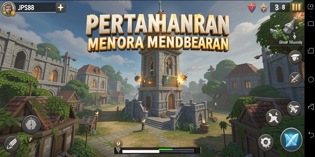 Gambaran gameplay seru dalam JPS88 dengan pertahanan menara yang strategis.