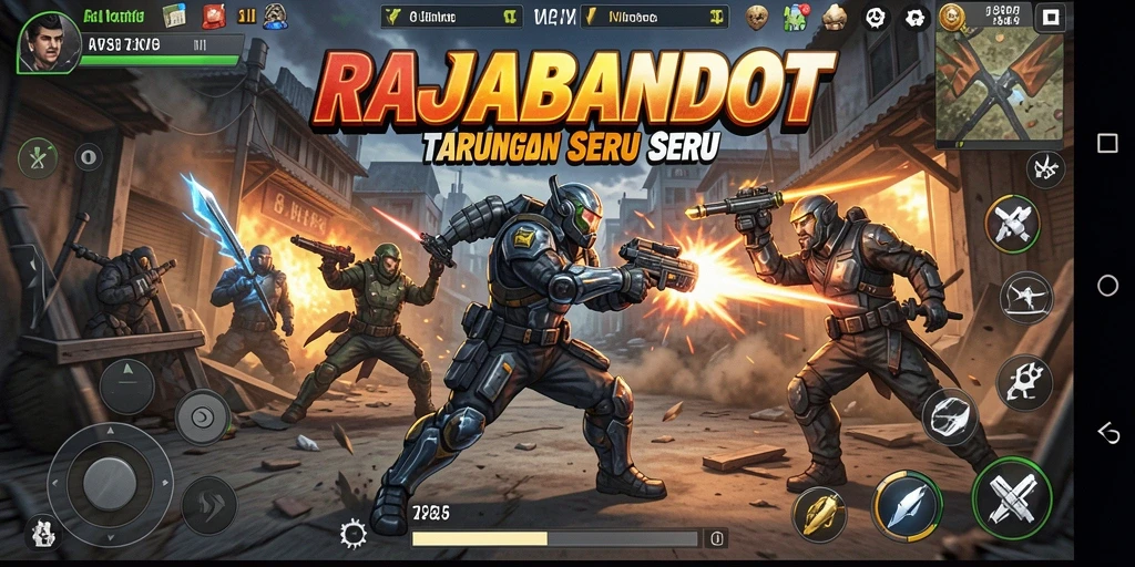 Tangkapan layar gameplay RAJABANDOT menampilkan aksi seru dan grafis berkualitas tinggi.